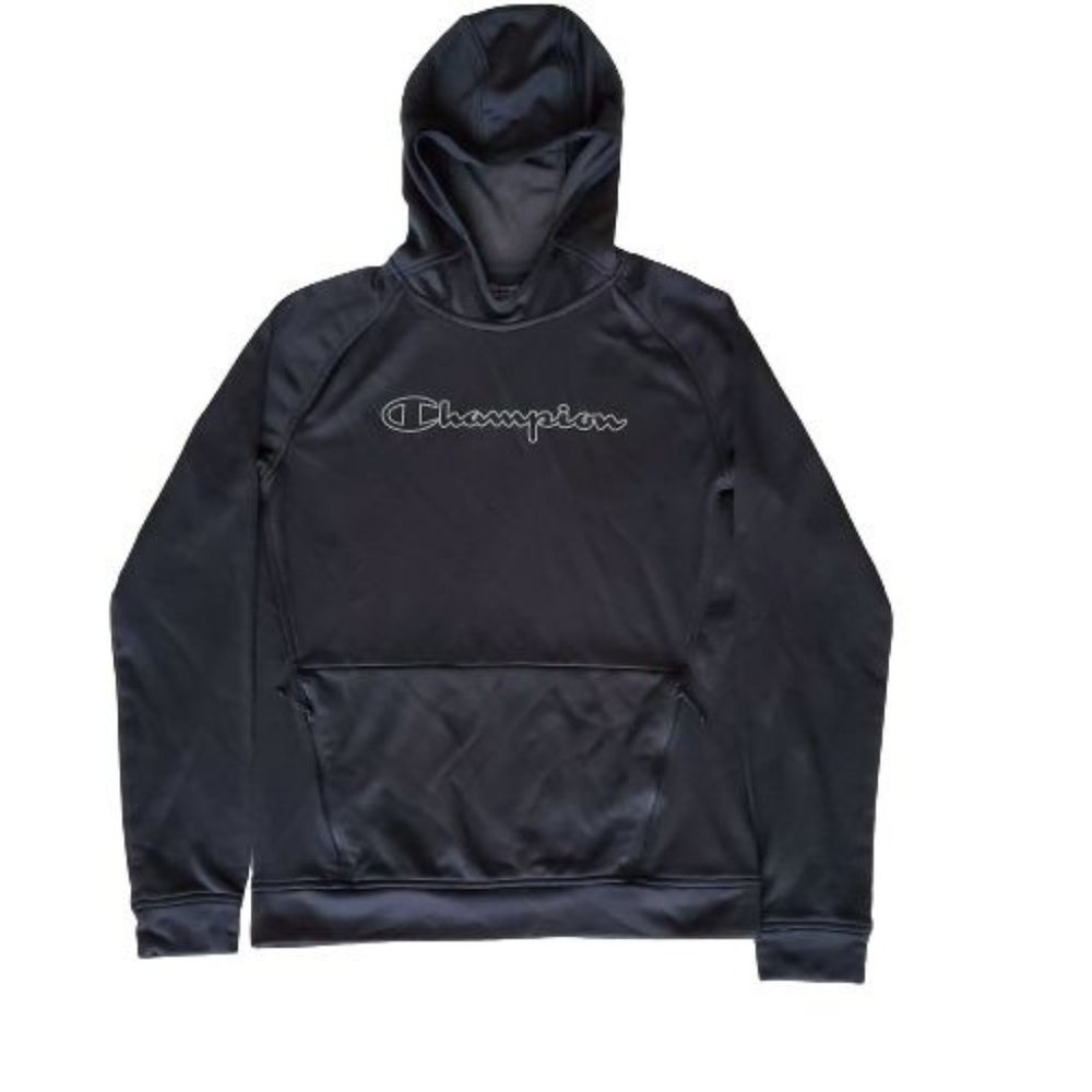 Champion Men's Front Zip Pockets Sport Hoodie Pullover Jacket Black Size Small - Picture 8 of 12